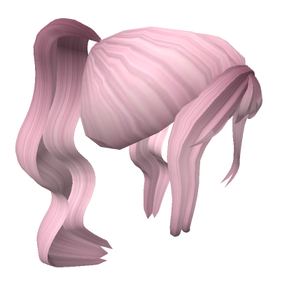 Roblox Item pink long wavy ponytails hair
