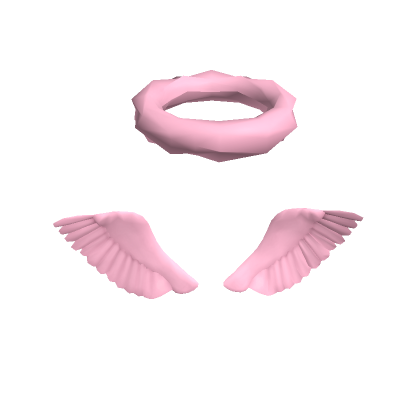 Pink Angel Wings w/Fluffy Halo | Roblox Item - Rolimon's