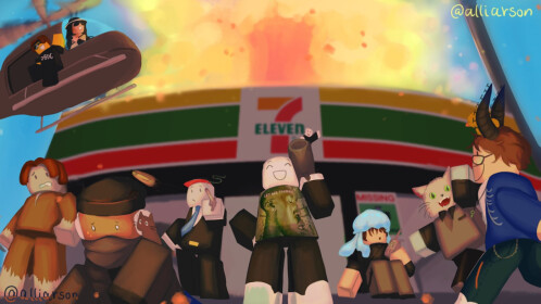 Lucha contra la gente fuera del simulador 7/11 [EL FIN] - Roblox