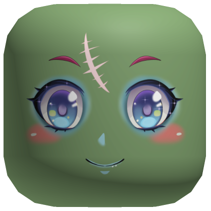 Scarred Cute Zombie Face [Moss Green] | Roblox Item - Rolimon's