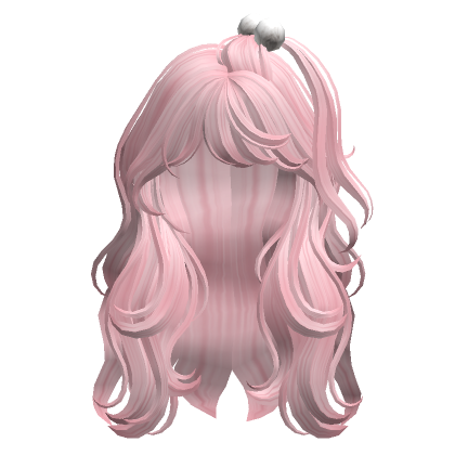 Cute Wavy Hair with Pom poms(Pink) - Roblox