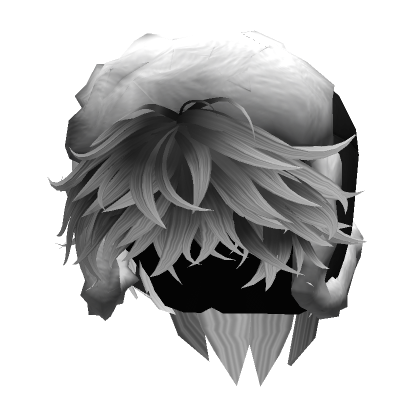 Roblox Item Spiky Fluffy Hair w/ Black Ushanka (Black & White)
