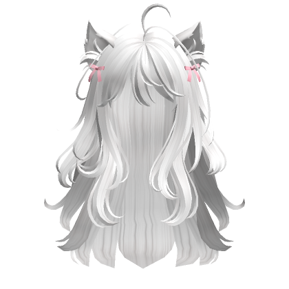 Roblox Item Cute Cat Ears Hairstyle(White)