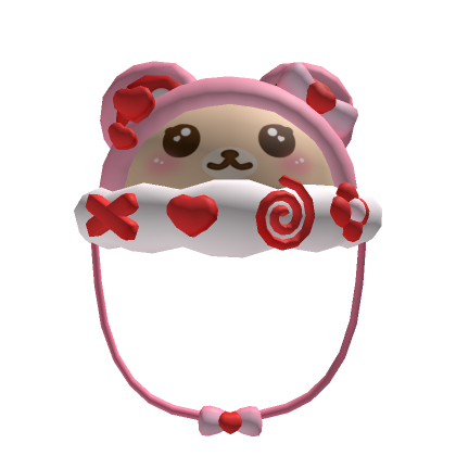 Roblox Item pink valentines bear hat ♡