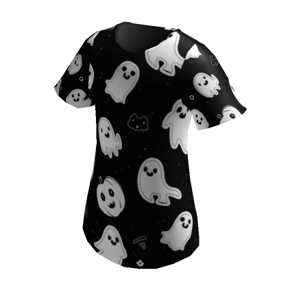 Roblox T-shirt // white and black halloween ghost themed top ☁️🖤