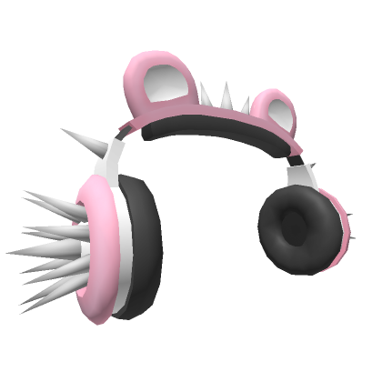 Roblox Item Pink Spiked Bear Headphones