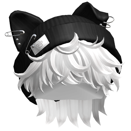 White Cat Ears Hairstyle - Roblox  White cat, Black hair roblox, Cat ears