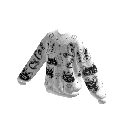 Roblox Item Alien Cats and Biscuits Oversized White Sweater