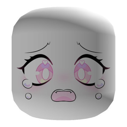 Pink Eyes Crying Chibi Face (Institutional White) | Roblox Item - Rolimon's