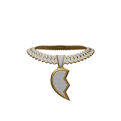3.0 GOLD HALF HEART BROKEN ICED OUT CHAIN Roblox Item Rolimon s